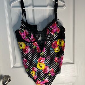 Torrid Black Floral and Polka Dot Kids Bodysuit
